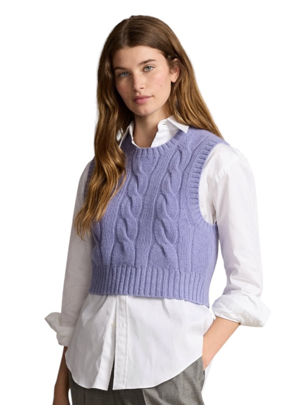 Polo Ralph Lauren NWT Women’s Purple Cable Wool Cashmere Sweater Vest Small NEW